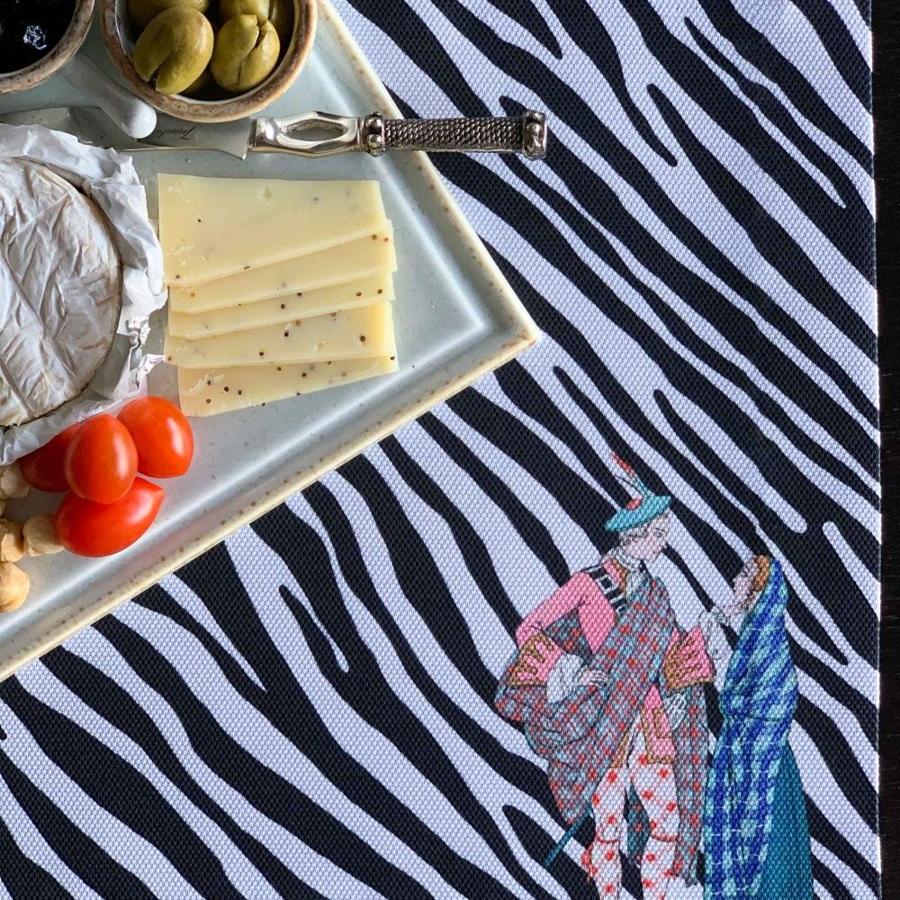 Zebra Pattern Fashion Figure Placemat Modern Design - Set of 4, 30x50 cm