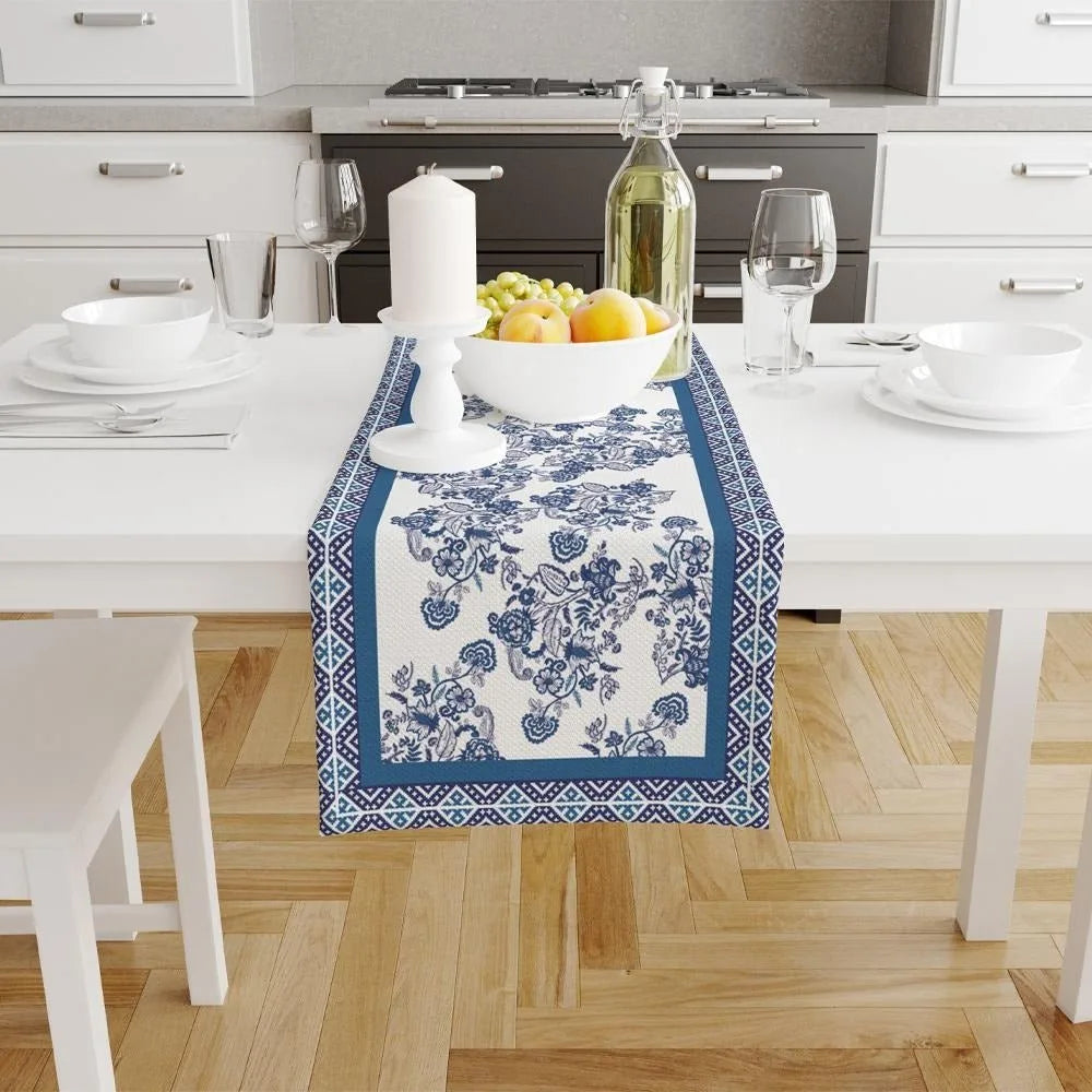 Blue Flowers Runner 140x45CM