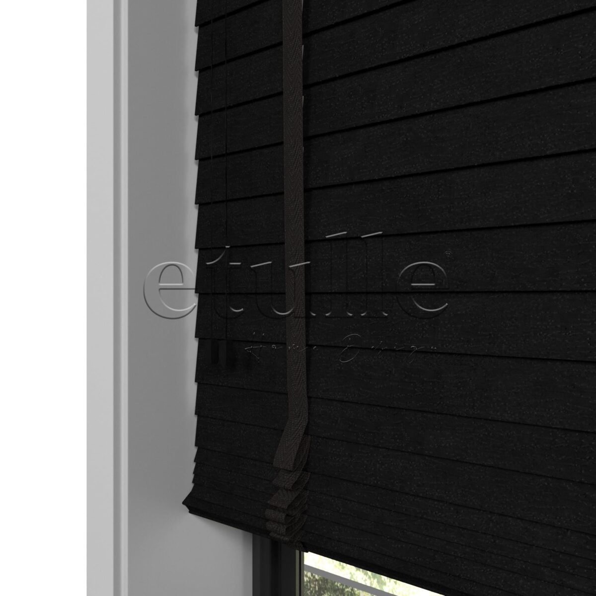 50 MM Truwood Siyah Kabartma Ahşap Jaluzi - Görsel 2