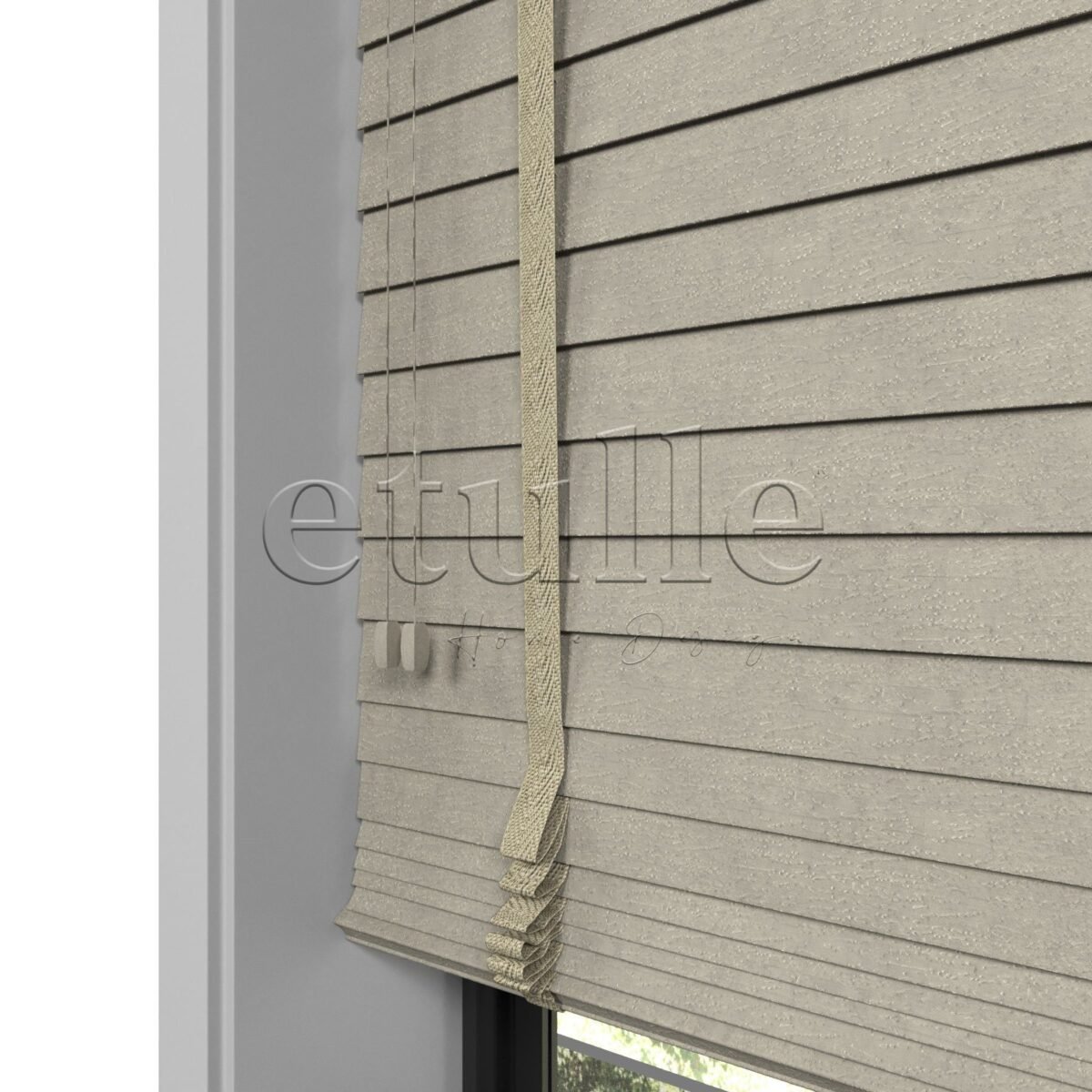 50 MM Truwood Koyu Krem Kabartma Ahşap Jaluzi - Görsel 2