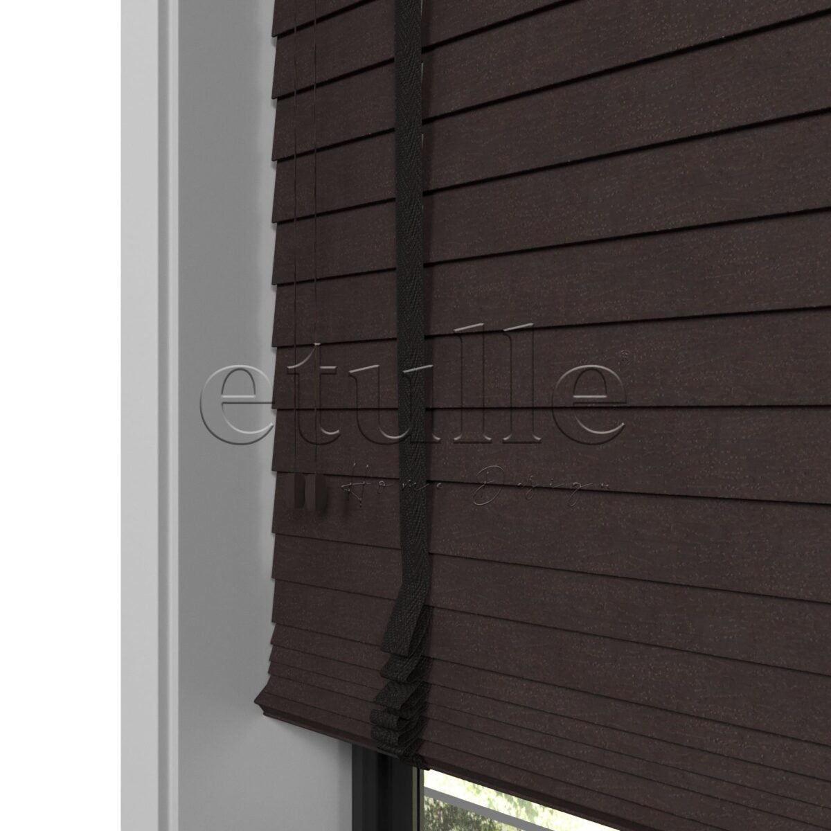50 MM Truwood Kahverengi Kabartma Ahşap Jaluzi - Görsel 2