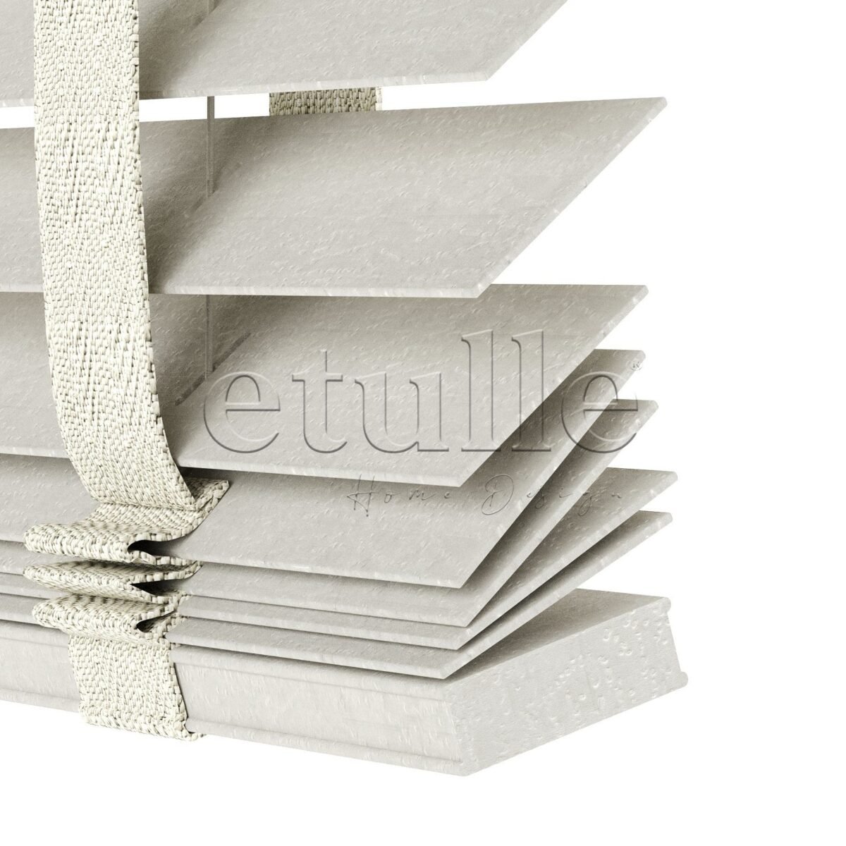50 MM Truwood Krem Kabartma Ahşap Jaluzi - Görsel 1