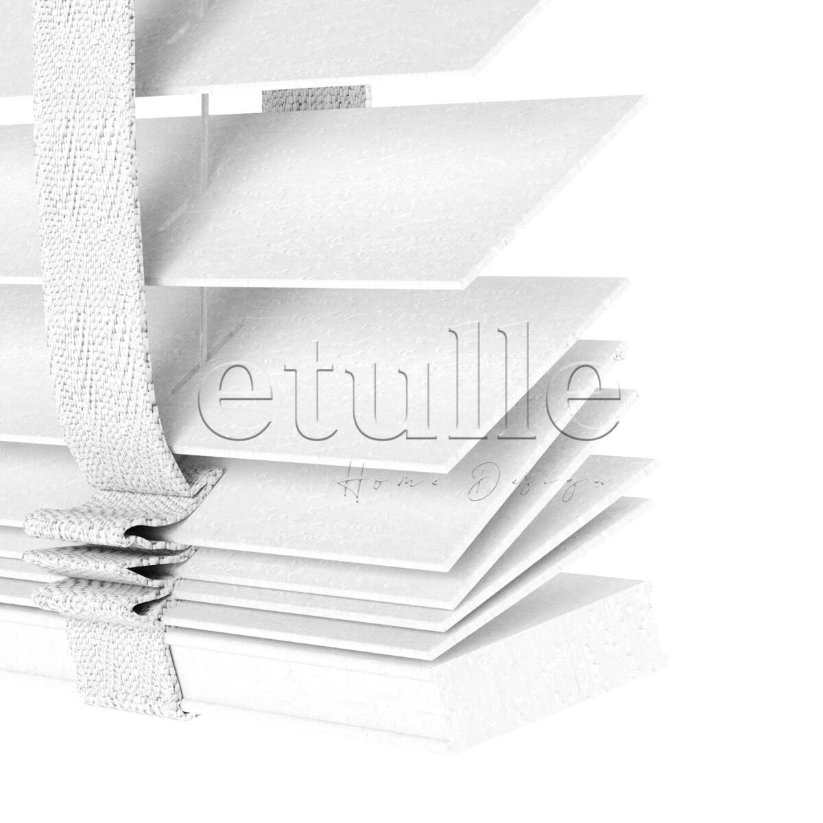 50 MM Truwood Beyaz Kabartma Ahşap Jaluzi - Görsel 1