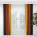 Dakota fonlu dikey tül perde, modern çizgili fon tasarımlı ışık geçirgen tül perde modeli