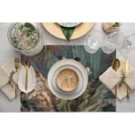 Tropikal Yaprak Desenli Şık Sofra Servis Takımı – 4’lü Set 30x50 cm