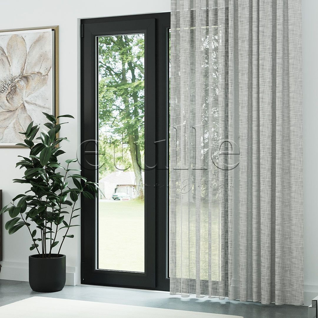 Açık Gri Keten Çizgi Efekli Kalın Dökümlü Düz Tül Perde | Torin - Görsel 3