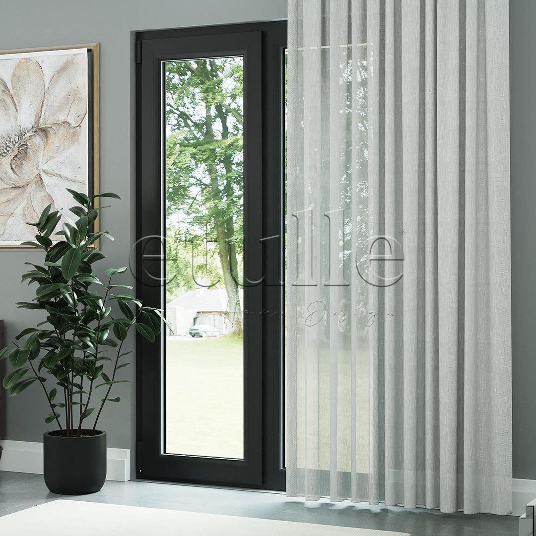 Açık Gri Modern Petek Dokulu Keten Efekli Dökümlü Düz Tül Perde | Soleil - Görsel 3