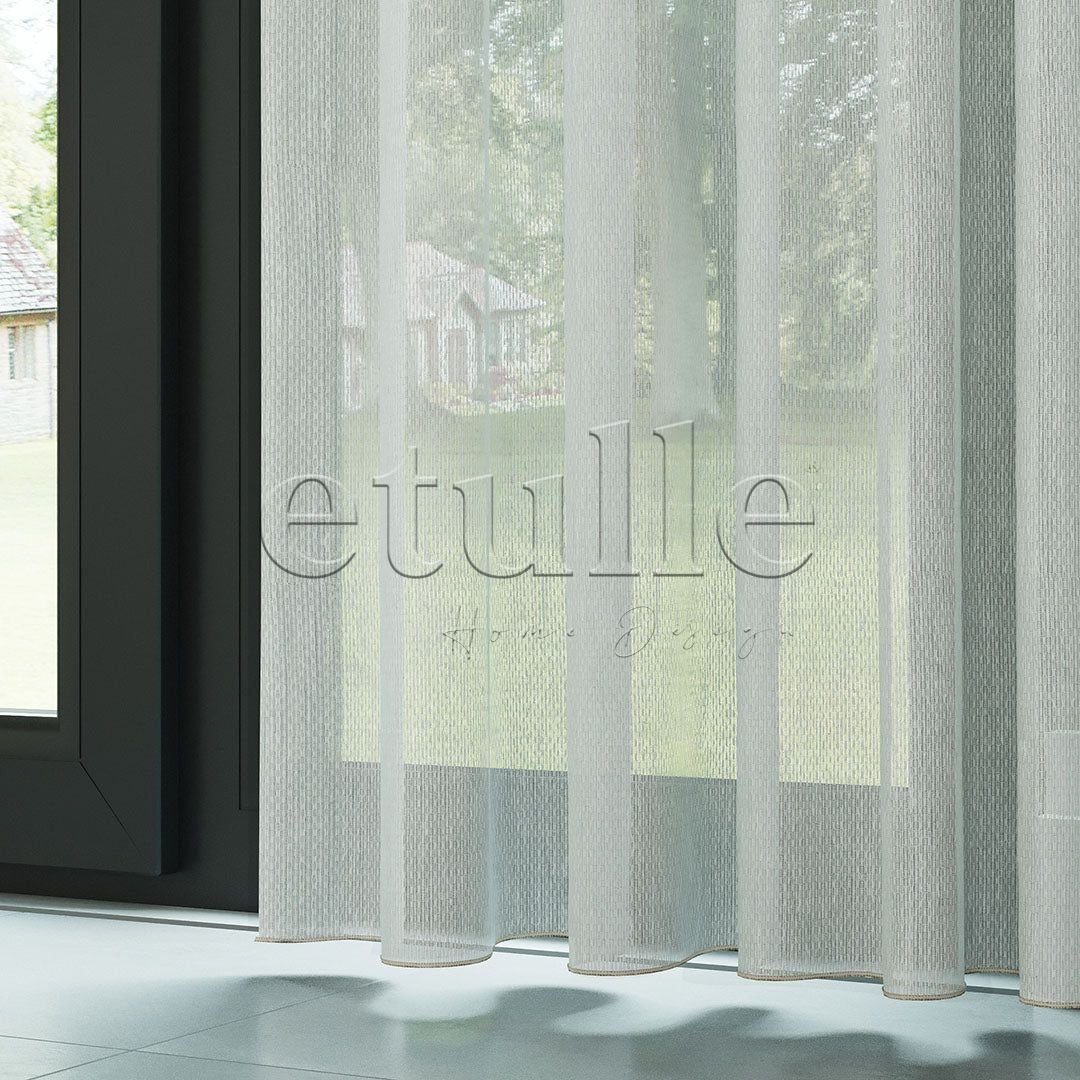Açık Gri Modern Petek Dokulu Keten Efekli Dökümlü Düz Tül Perde | Soleil - Görsel 4
