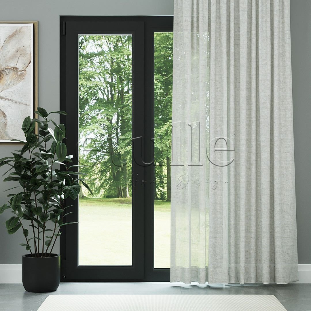 Açık Gri Natural Efekt İplikli Keten Düz Tül Perde | Lyall - Görsel 2