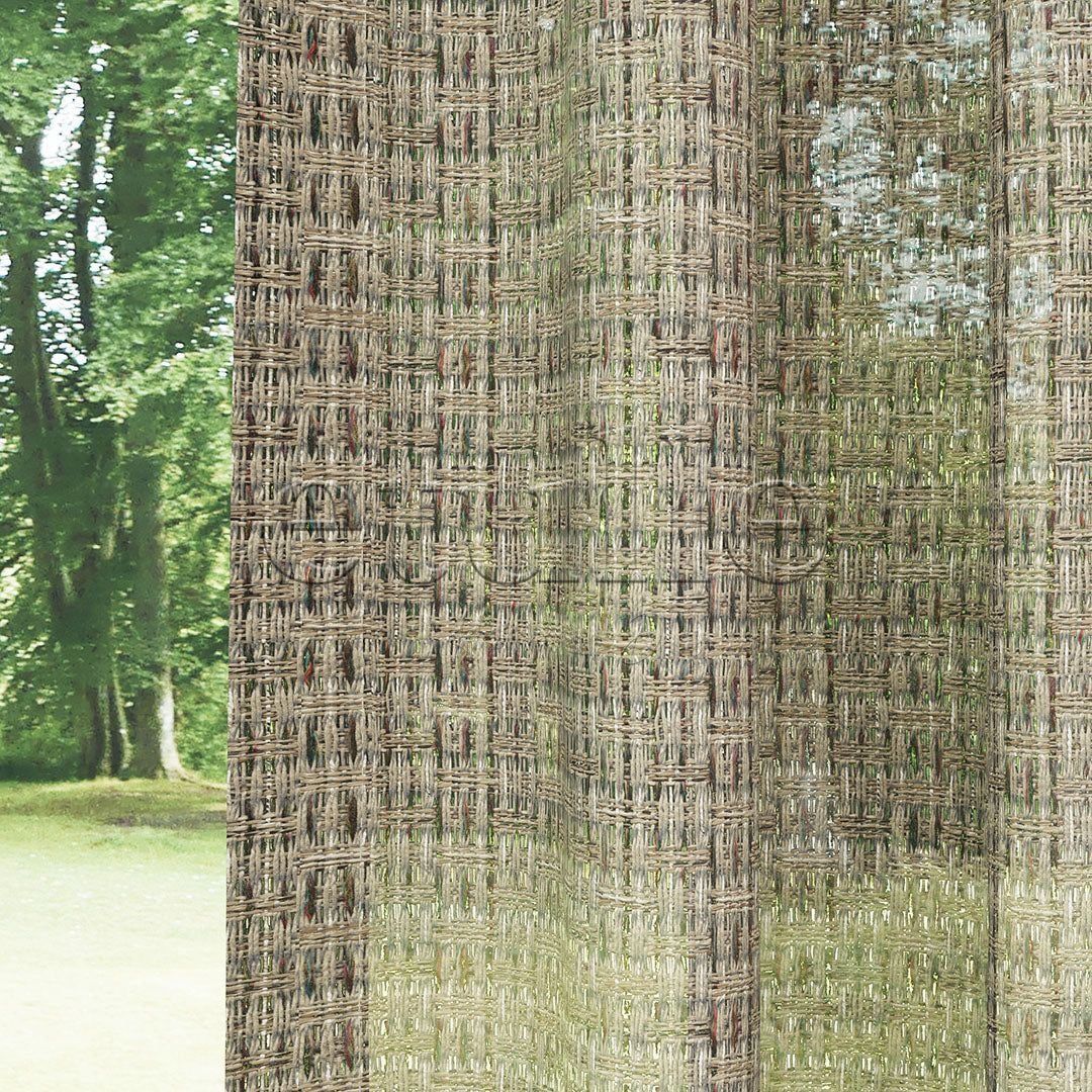 Bej Simli Modern Kalın Hasır Dekoratif File Düz Tül Perde |Traverse - Görsel 5