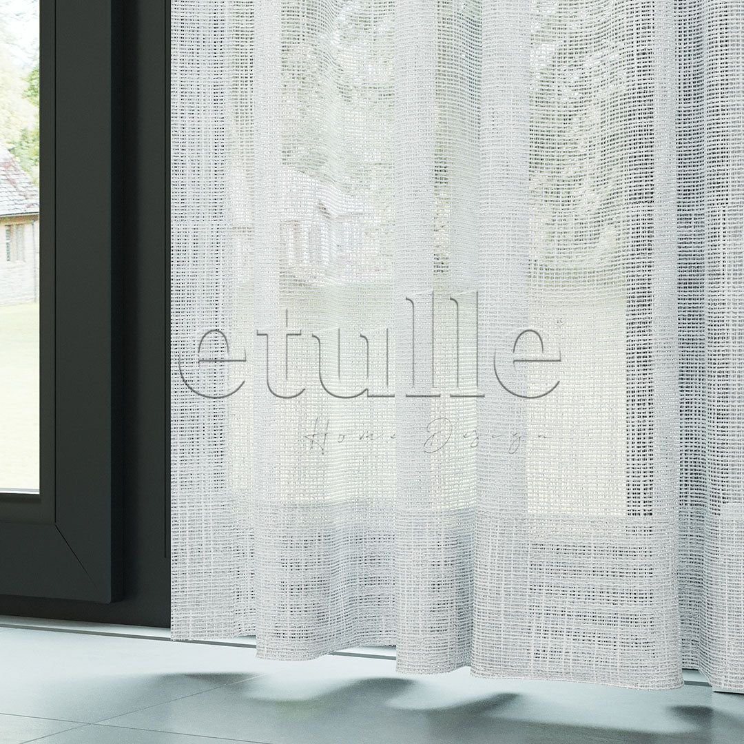 Beyaz Hasır Desenli Kalın Keten Dökümlü Düz Tül perde | Alta - Görsel 4