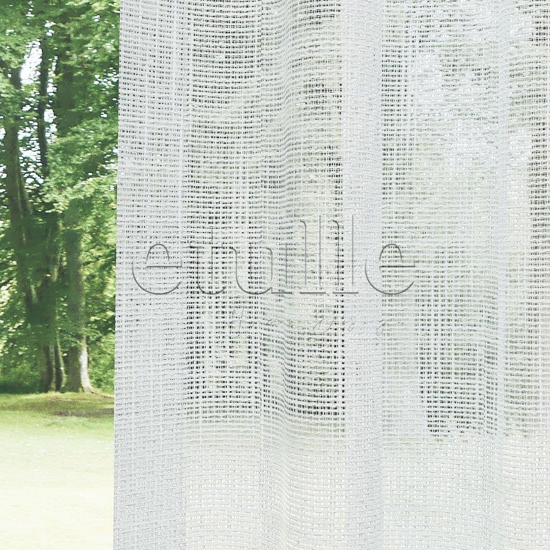 Beyaz Hasır Desenli Kalın Keten Dökümlü Düz Tül perde | Alta - Görsel 5