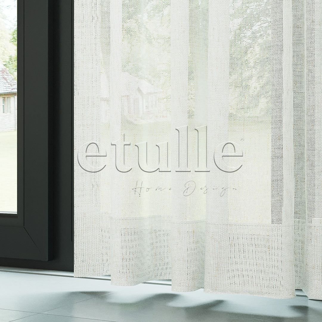 Beyaz Natural Efekt İplikli Keten Düz Tül Perde | Lyall - Görsel 4