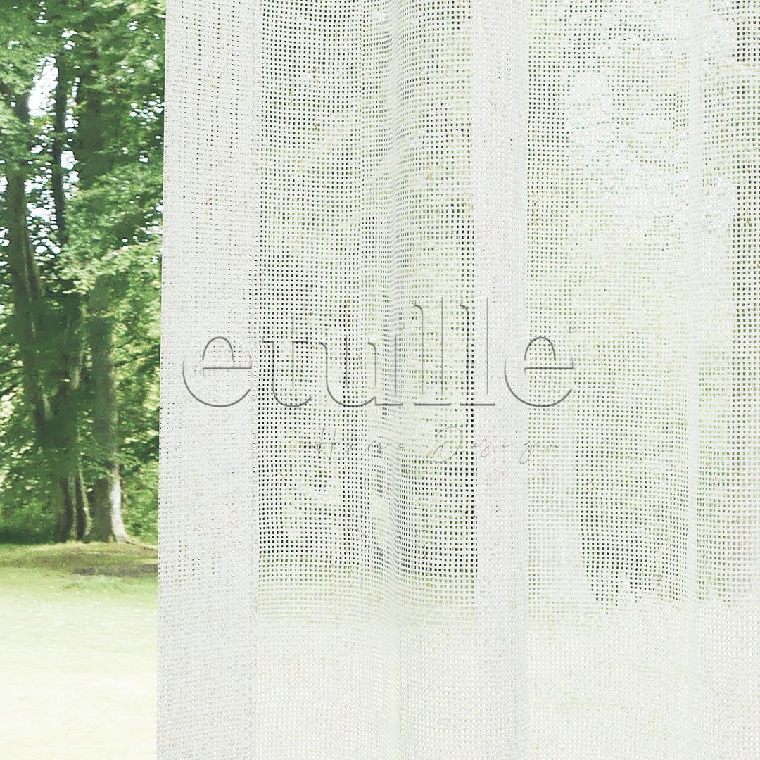 Beyaz Natural Efekt İplikli Keten Düz Tül Perde | Lyall - Görsel 5