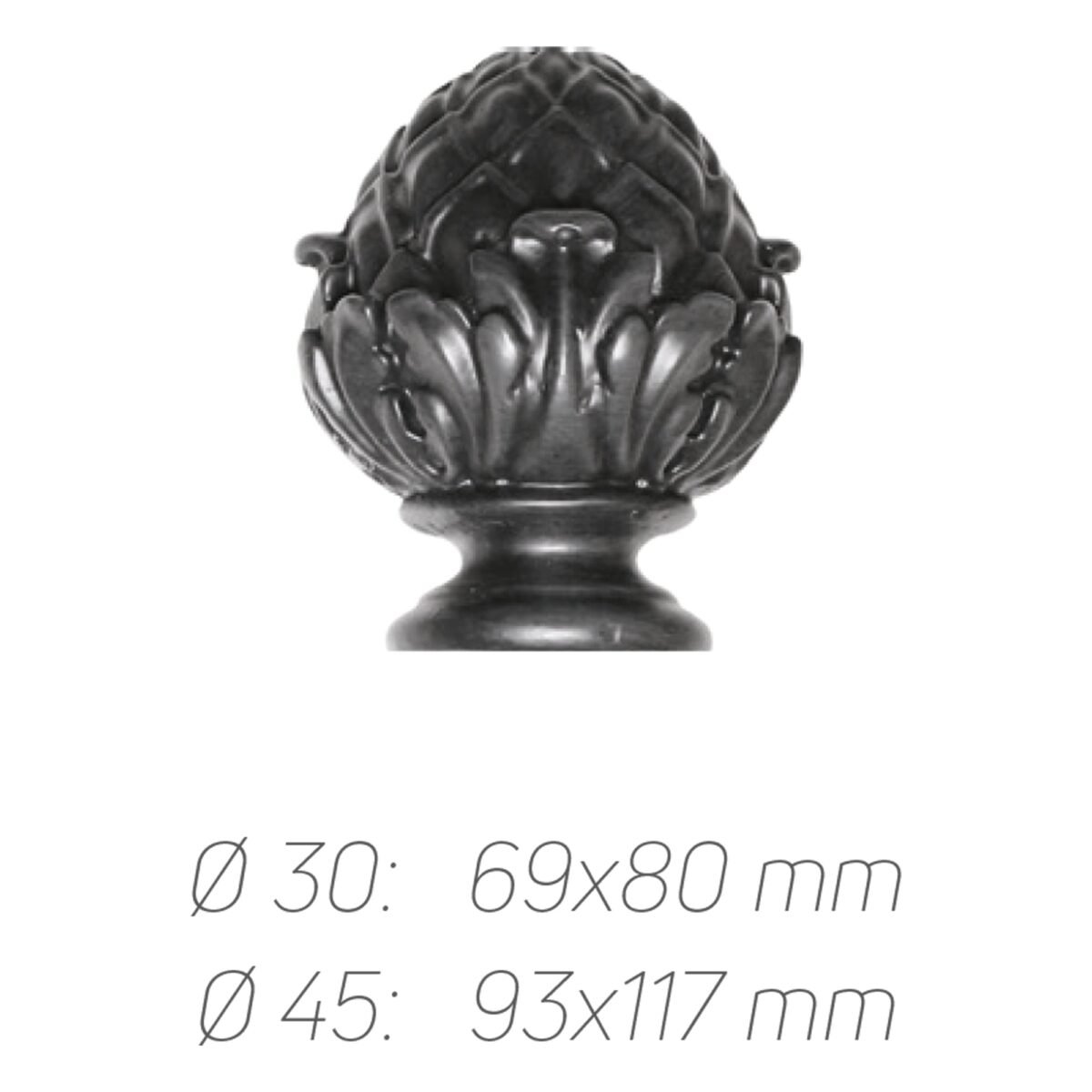 Rustik Perde Borusu 30 mm - Siyah Eskitme Metal - Flora - Görsel 2