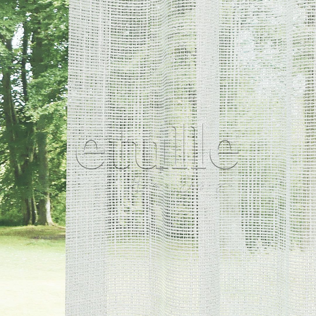 Ekru Hasır Desenli Kalın Keten Dökümlü Düz Tül perde | Alta - Görsel 5