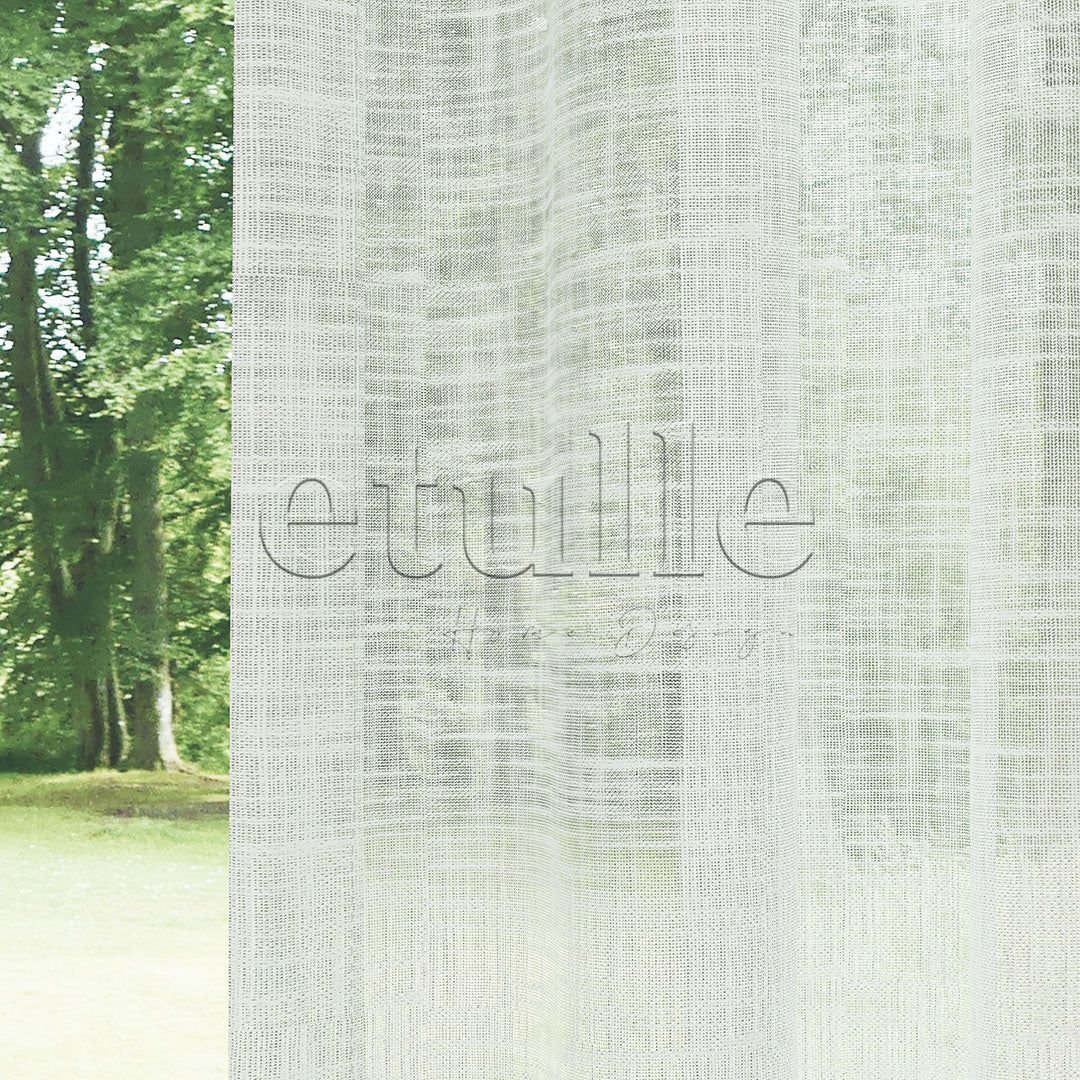 Ekru Keten Çizgi Efekli Kalın Dökümlü Düz Tül Perde | Torin - Görsel 5