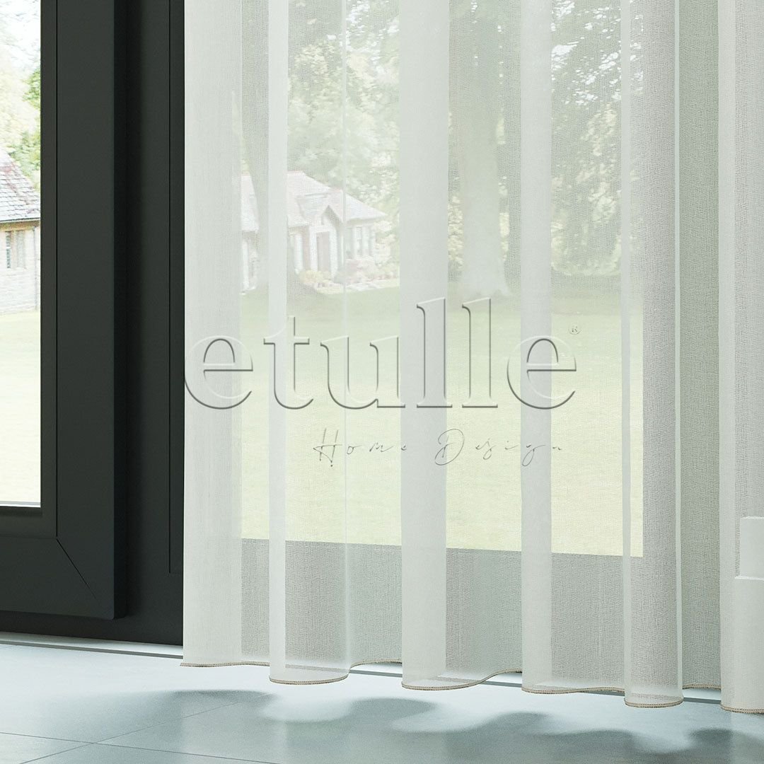 Ekru Modern Krep Dokulu Dökümlü Düz Tül Perde | Nimbus - Görsel 4