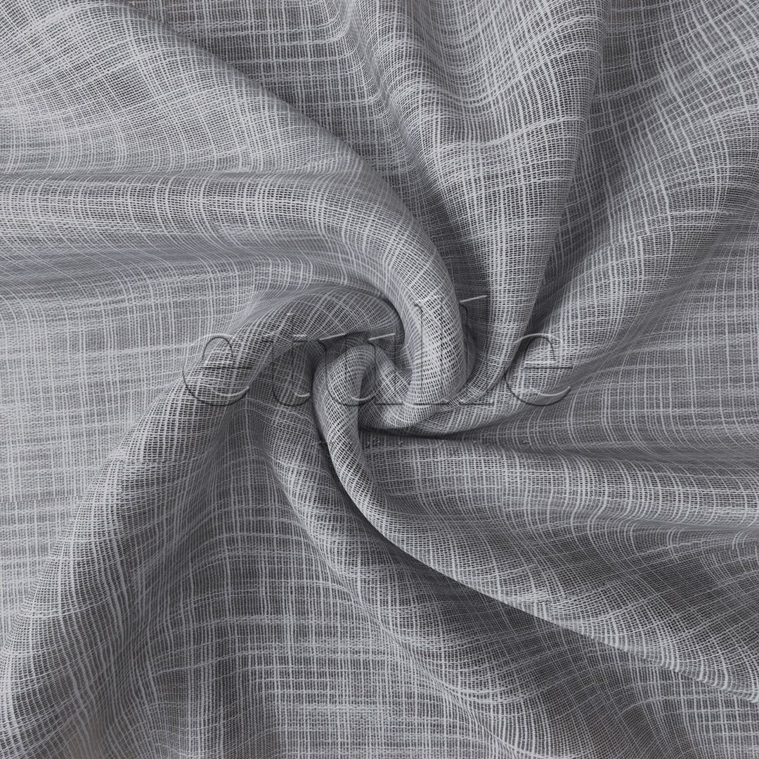 Gri Keten Çizgi Efekli Kalın Dökümlü Düz Tül Perde | Torin - Görsel 6