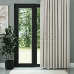 Koyu Krem Keten Desen Efekli Dökümlü Fon Perde | Ezri - Görsel 2