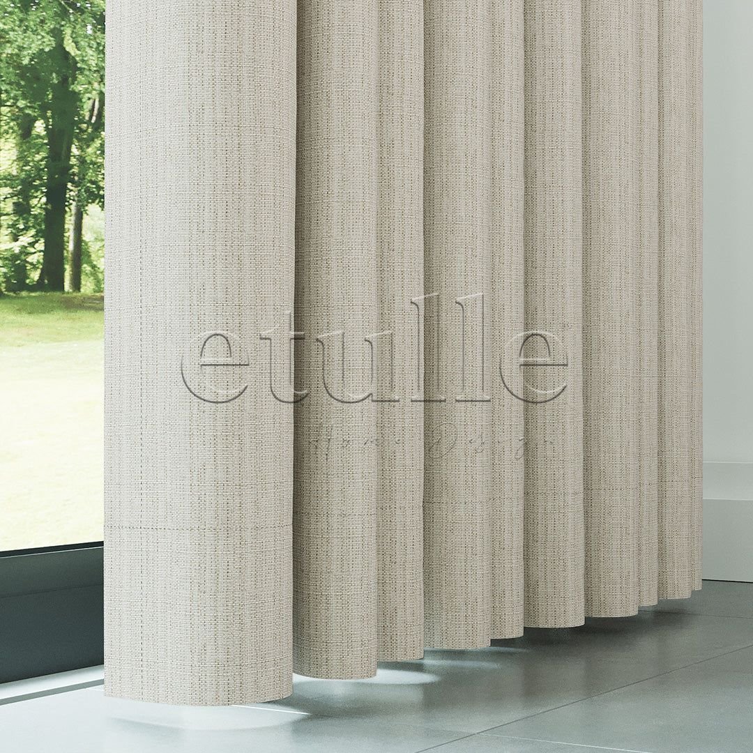 Koyu Krem Keten Desen Efekli Dökümlü Fon Perde | Ezri - Görsel 4