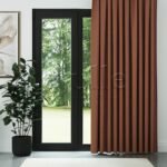 Koyu Turuncu Keten Desen Efekli Dökümlü Fon Perde | Ezri - Görsel 2