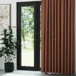 Koyu Turuncu Keten Desen Efekli Dökümlü Fon Perde | Ezri - Görsel 3