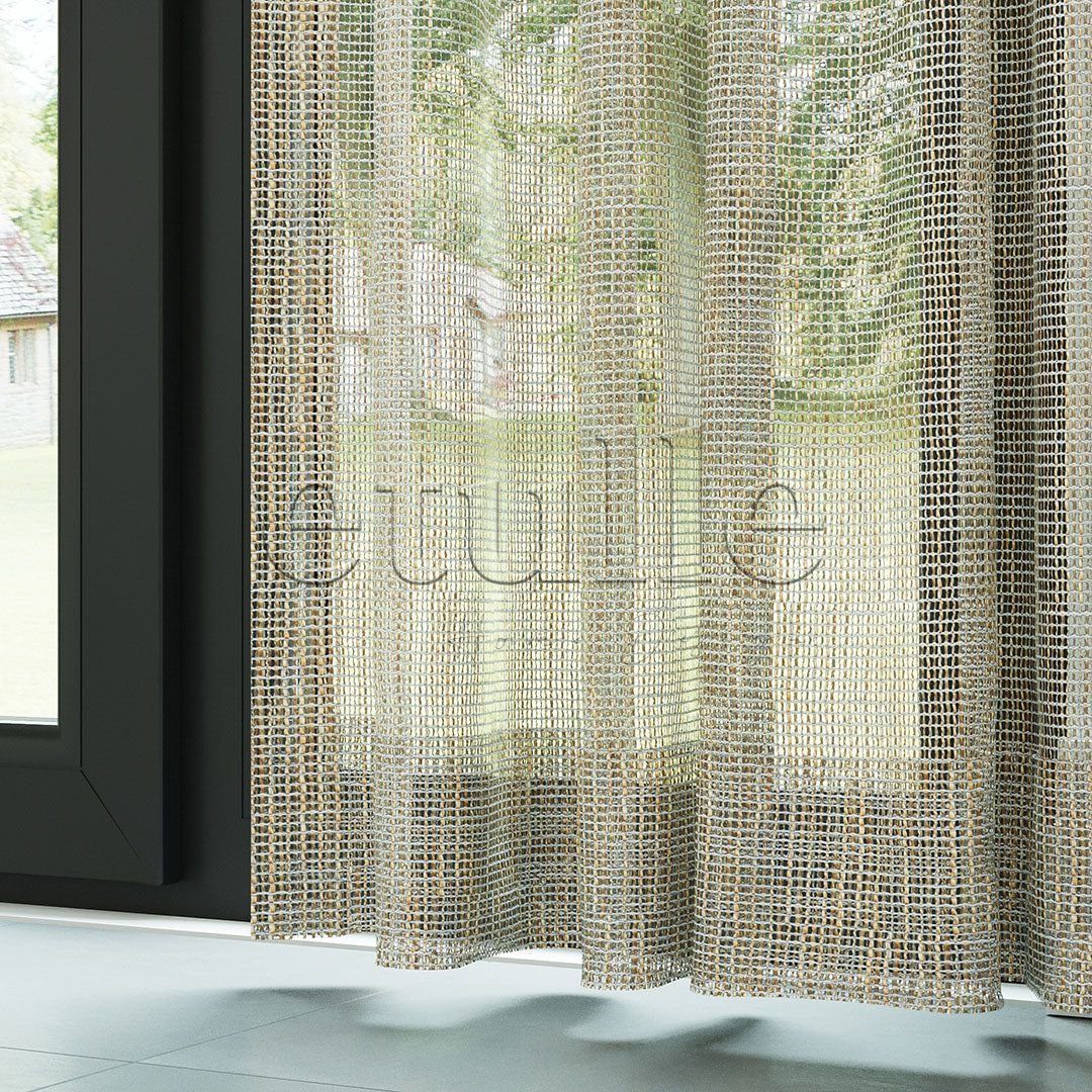 Krem File Zemin Kalın Keten Efekli Düz Tül Perde | Minos - Görsel 4