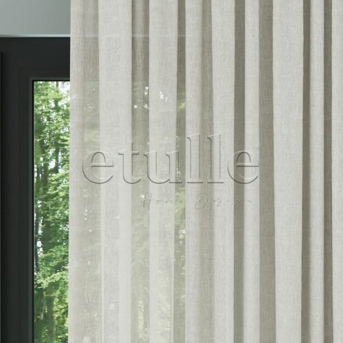 Krem Naturel Soft Keten Düz Tül Perde | Sumba
