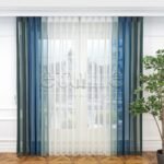 Lafe çizgili dikey tül perde, çağdaş çizgili tasarıma sahip dekoratif ve ışık geçirgen tül perde modeli