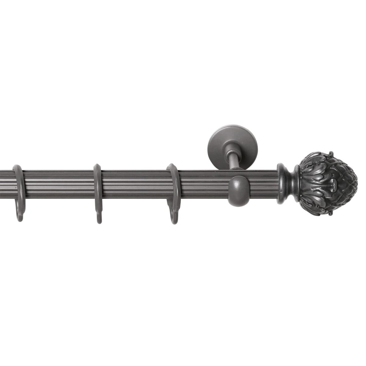 Rustik Perde Borusu 30 mm - Siyah Eskitme Metal - Flora - Görsel 1