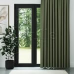 Yeşil Keten Desen Efekli Dökümlü Fon Perde | Ezri - Görsel 2