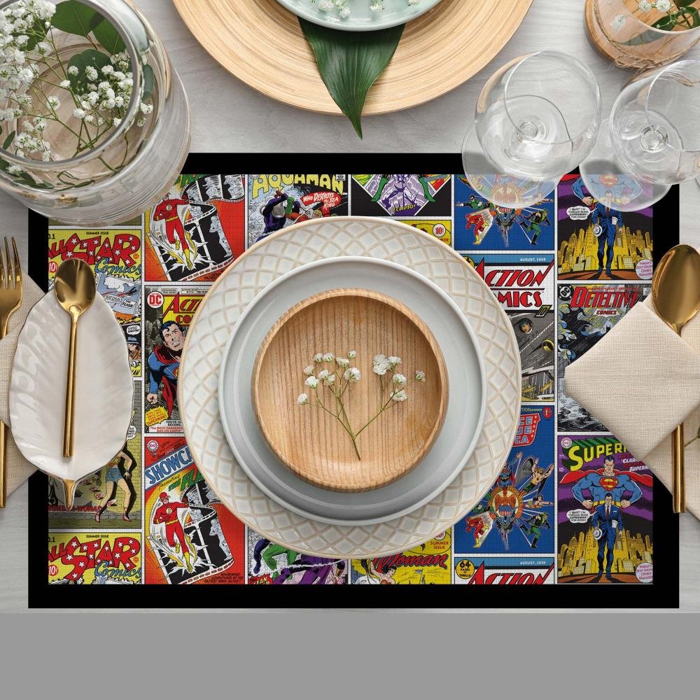 ask2148-tabakli2 Batman Superman Wonder Woman Baskılı Amerikan Servis – 4’lü Set 30x50 cm - Görsel 1