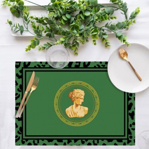 Yeşil Klasik Büst Desenli Amerikan Servis Takımı – 4’lü Set (35x50 cm)