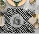 Zebra Desenli İkonik Yıldız Desenli Sanat Baskılı Amerikan Servis – 4’lü Retro Set (30x50 Cm) - Görsel 2