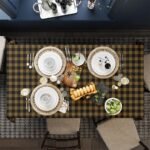 Sarı-Siyah Kare Masa Örtüsü 160x220CM - Görsel 2