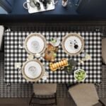 Siyah-Beyaz Kare Masa Örtüsü 160x220CM - Görsel 2