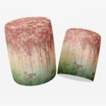 Red Mini Flowers And Gazels Puf - Görsel 2