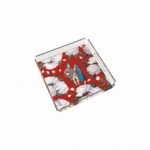 Red - White Rose Pleksi Tepsi - PT2105 - 25x25cm - Görsel 2