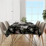 Siyah Çiçek Masa Örtüsü 160x220CM - Görsel 3