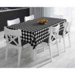 Siyah-Beyaz Kare Masa Örtüsü 160x220CM - Görsel 4