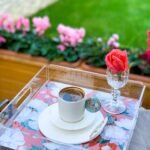 Red - White Rose Pleksi Tepsi - PT2105 - 25x25cm - Görsel 4