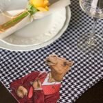 Şık Hayvan Karakter Baskılı Kazayağı Desenli Kumaş Amerikan Servis Seti - 4'lü Set 35X50CM - Görsel 3