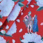 Kırmızı Zemin Büyük Beyaz Çiçek Desenli – 4'lü Set Amerikan Servis (30x50 cm) - Görsel 6