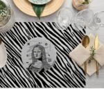 Zebra Desenli İkonik Yıldız Desenli Sanat Baskılı Amerikan Servis – 4’lü Retro Set (30x50 Cm) - Görsel 3