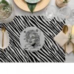 Zebra Desenli İkonik Yıldız Desenli Sanat Baskılı Amerikan Servis – 4’lü Retro Set (30x50 Cm) - Görsel 4