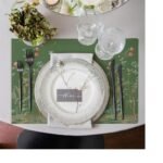 Nature Garden – Kuş ve Çiçek Desenli Yeşil Amerikan Servis Takımı- 4'lü Set (35X50 cm) - Görsel 2