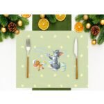 Yeşil Tom & Jerry Kumaş Amerikan Servis 4'lü Set 35X50CM - Görsel 2