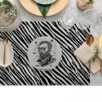 Zebra Desenli İkonik Yıldız Desenli Sanat Baskılı Amerikan Servis – 4’lü Retro Set (30x50 Cm) - Görsel 5