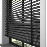 50 mm Hasır Gri Şeritli Siyah Kumaş Jaluzi - Görsel 8